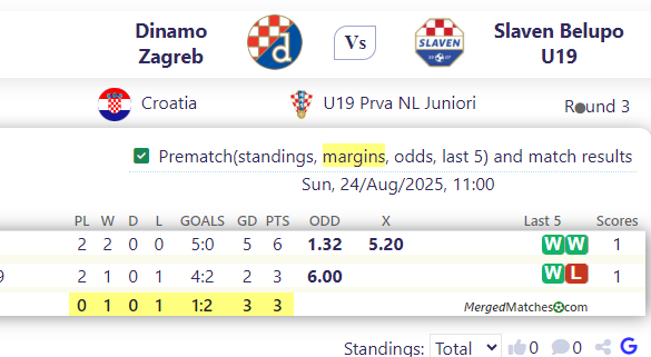 Dinamo Zagreb Vs Slaven Belupo U19 screenshot