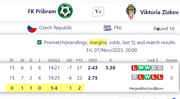 FK Pribram Vs Viktoria Zizkov screenshot