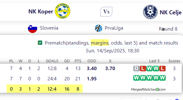 NK Koper Vs NK Celje screenshot