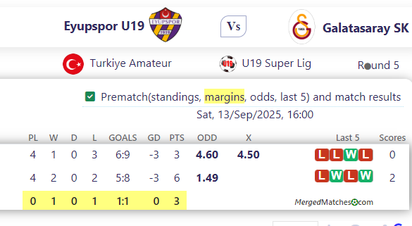 Eyupspor U19 Vs Galatasaray SK screenshot