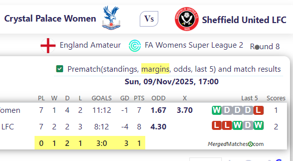 Crystal Palace Women Vs Sheffield United LFC screenshot