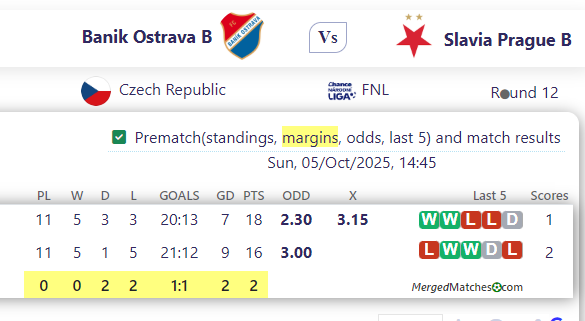 Banik Ostrava B Vs Slavia Prague B screenshot