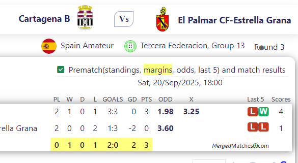 Cartagena B Vs El Palmar CF-Estrella Grana screenshot