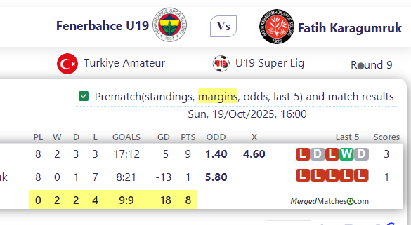 Fenerbahce U19 Vs Fatih Karagumruk screenshot