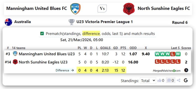 Manningham United Blues FC Vs North Sunshine Eagles FC screenshot