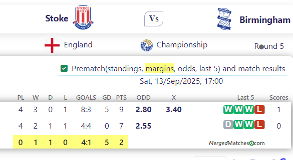 Stoke Vs Birmingham screenshot