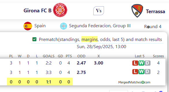 Girona FC B Vs Terrassa screenshot
