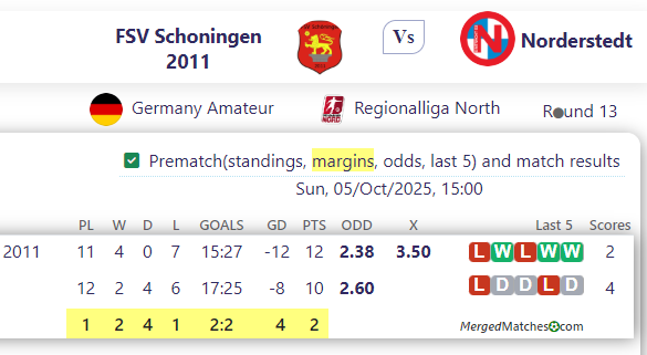 FSV Schoningen 2011 Vs Norderstedt screenshot