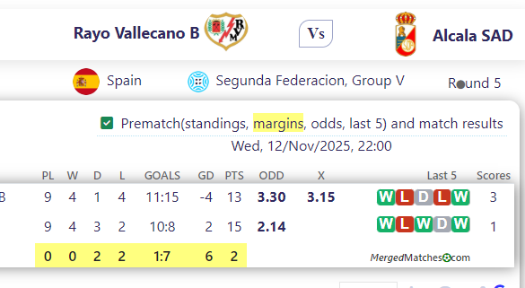 Rayo Vallecano B Vs Alcala SAD screenshot