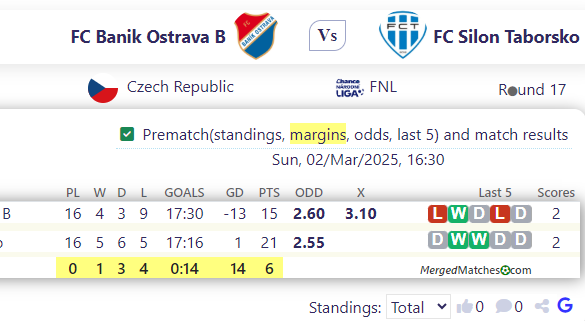 FC Banik Ostrava B Vs FC Silon Taborsko screenshot