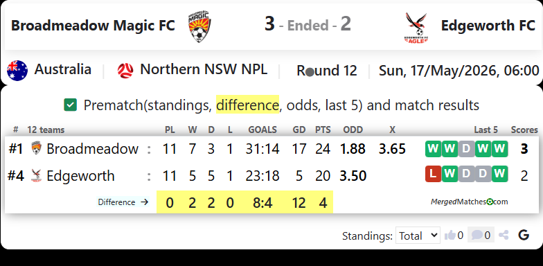 Broadmeadow Magic FC Vs Edgeworth FC screenshot