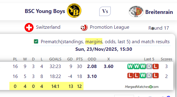 BSC Young Boys Vs Breitenrain screenshot