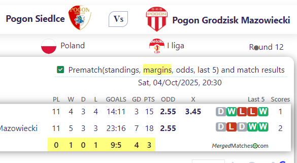 Pogon Siedlce Vs Pogon Grodzisk Mazowiecki screenshot