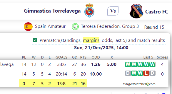 Gimnastica Torrelavega Vs Castro FC screenshot
