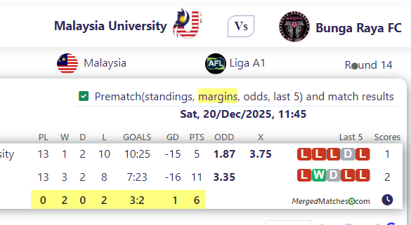 Malaysia University Vs Bunga Raya FC screenshot