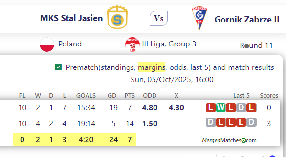 MKS Stal Jasien Vs Gornik Zabrze II screenshot