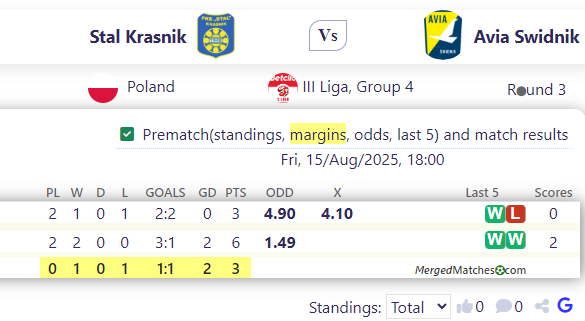 Stal Krasnik Vs Avia Swidnik screenshot