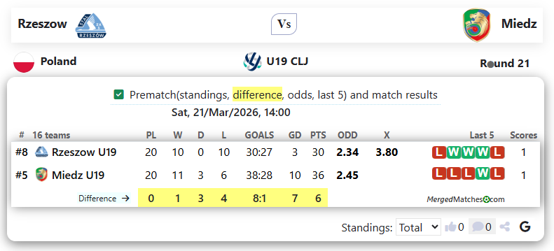 Rzeszow Vs Miedz screenshot