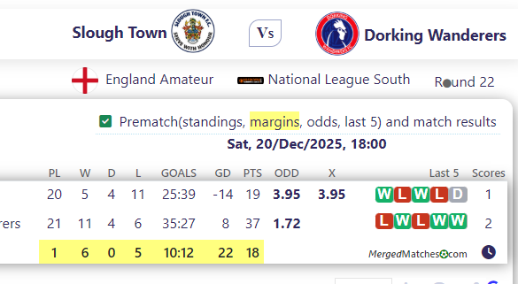 Slough Town Vs Dorking Wanderers screenshot