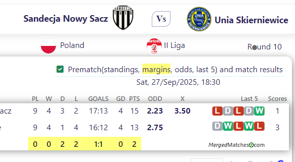 Sandecja Nowy Sacz Vs Unia Skierniewice screenshot