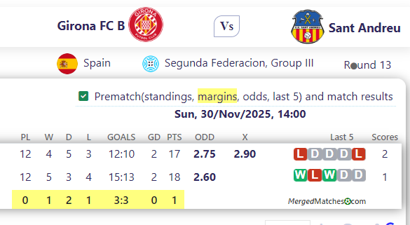 Girona FC B Vs Sant Andreu screenshot