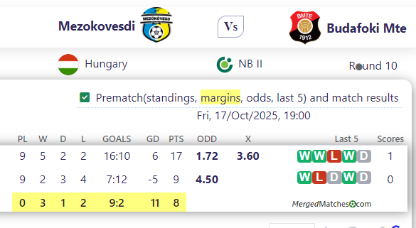 Mezokovesdi Vs Budafoki Mte screenshot