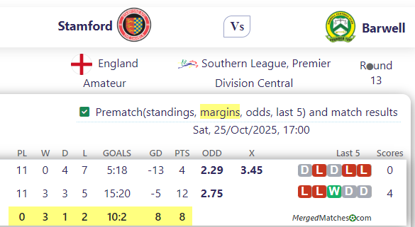 Stamford Vs Barwell screenshot
