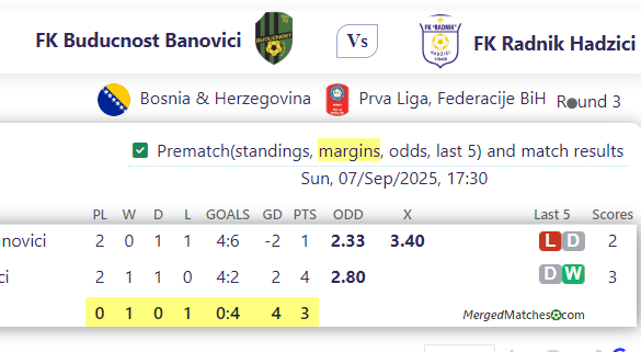 FK Buducnost Banovici Vs FK Radnik Hadzici screenshot