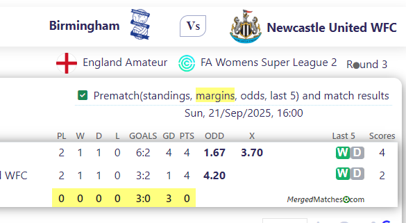 Birmingham Vs Newcastle United WFC screenshot