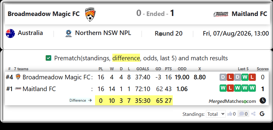Broadmeadow Magic FC Vs Maitland FC screenshot