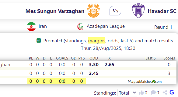 Mes Sungun Varzaghan Vs Havadar SC screenshot