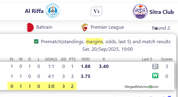 Al Riffa Vs Sitra Club screenshot