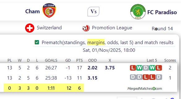 Cham Vs FC Paradiso screenshot