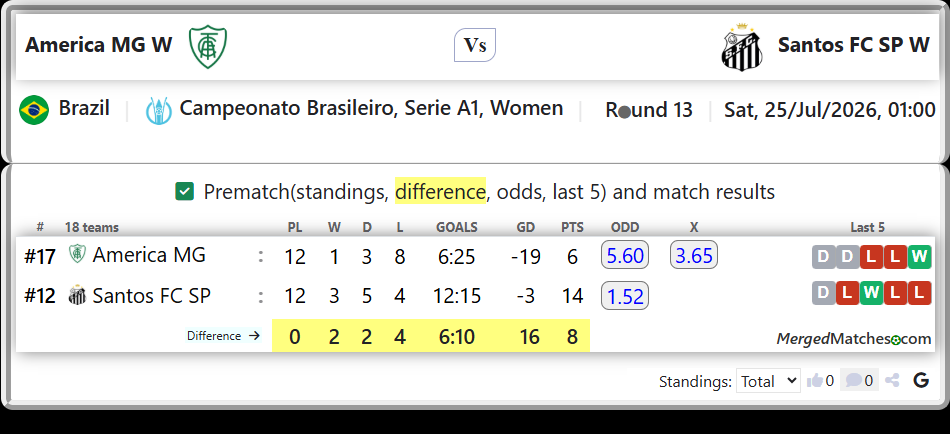 America MG Vs Santos FC SP screenshot