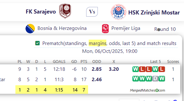 FK Sarajevo Vs HSK Zrinjski Mostar screenshot