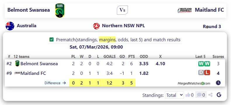 Belmont Swansea Vs Maitland FC screenshot