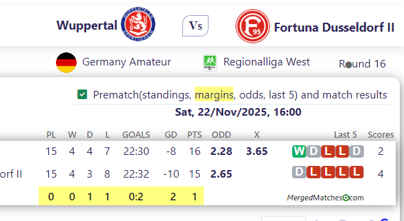 Wuppertal Vs Fortuna Dusseldorf II screenshot