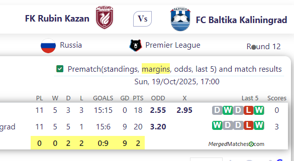 FK Rubin Kazan Vs FC Baltika Kaliningrad screenshot