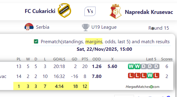 FC Cukaricki Vs Napredak Krusevac screenshot