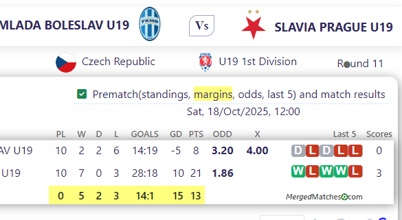 MLADA BOLESLAV U19 Vs SLAVIA PRAGUE U19 screenshot