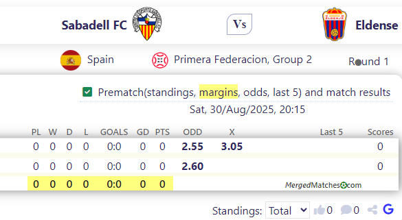 Sabadell FC Vs Eldense screenshot