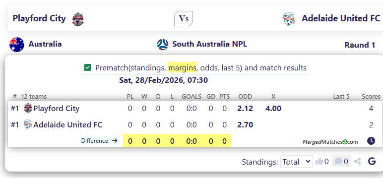 Playford City Vs Adelaide United FC screenshot