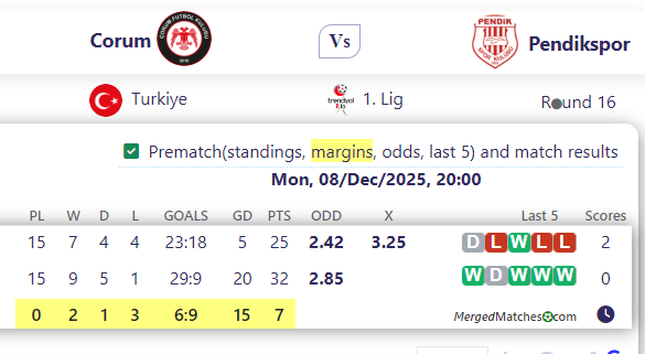 Corum Vs Pendikspor screenshot