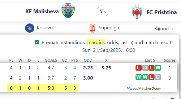 KF Malisheva Vs FC Prishtina screenshot