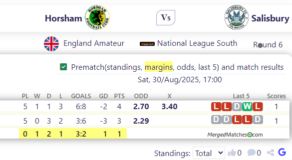 Horsham Vs Salisbury screenshot