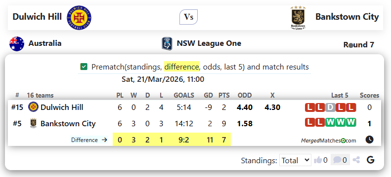 Dulwich Hill Vs Bankstown City FC screenshot