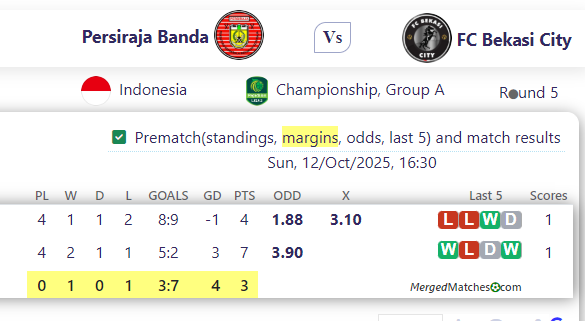 Persiraja Banda Vs FC Bekasi City screenshot