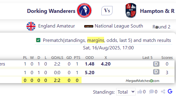 Dorking Wanderers Vs Hampton & R screenshot