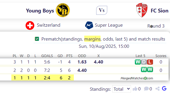 Young Boys Vs FC Sion screenshot