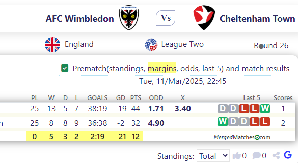 AFC Wimbledon Vs Cheltenham Town screenshot